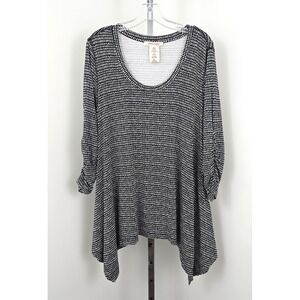 Philosophy Asymmetrical Hemline 3/4 sleeve scoop neckline Tunic Black White XXL